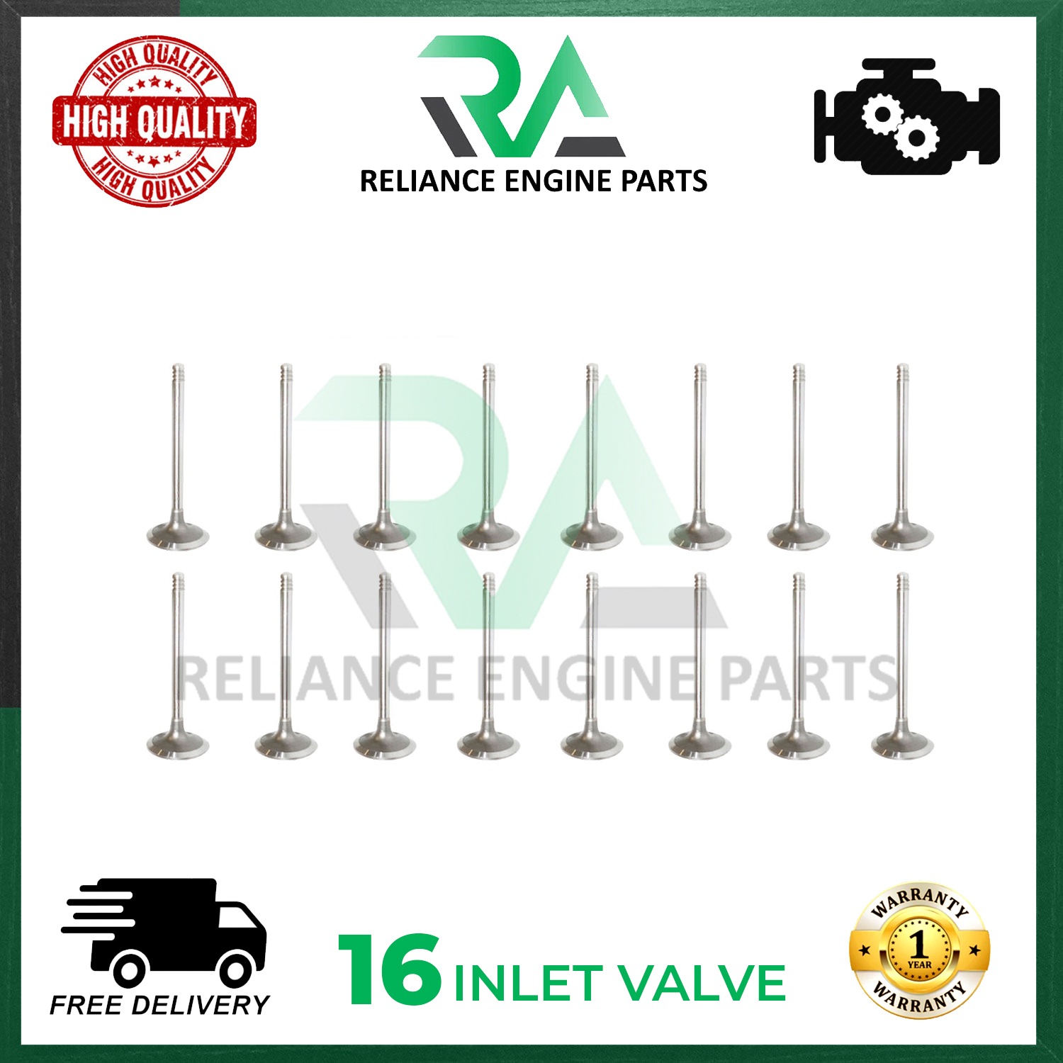 INLET VALVES 16 PIECES SET NEW FOR LAND ROVER RANGE ROVER VELAR 508PS 5.0 PETROL